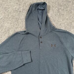 Under‎ Armour Hoodie Small Blue Pullover Long Sleeve 2 Button Heathered Men's